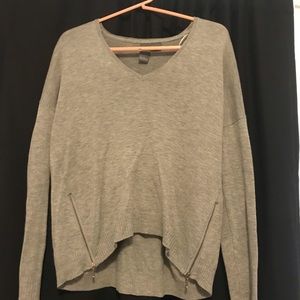 Gray sweater with zippers